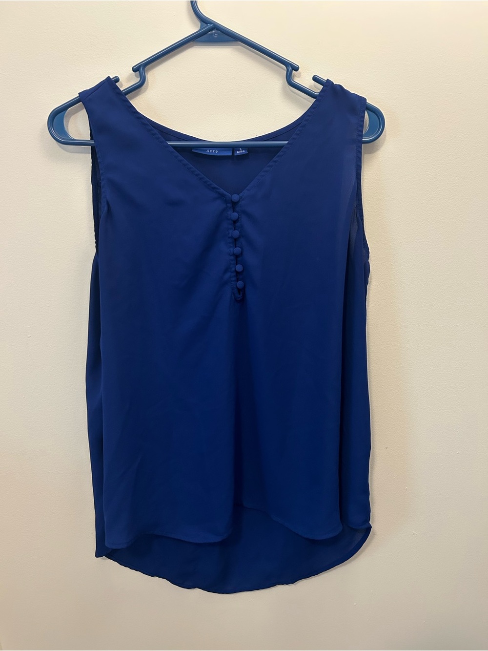 Apt. 9 Royal Blue Sleeveless V-Neck Button-Front Tank
